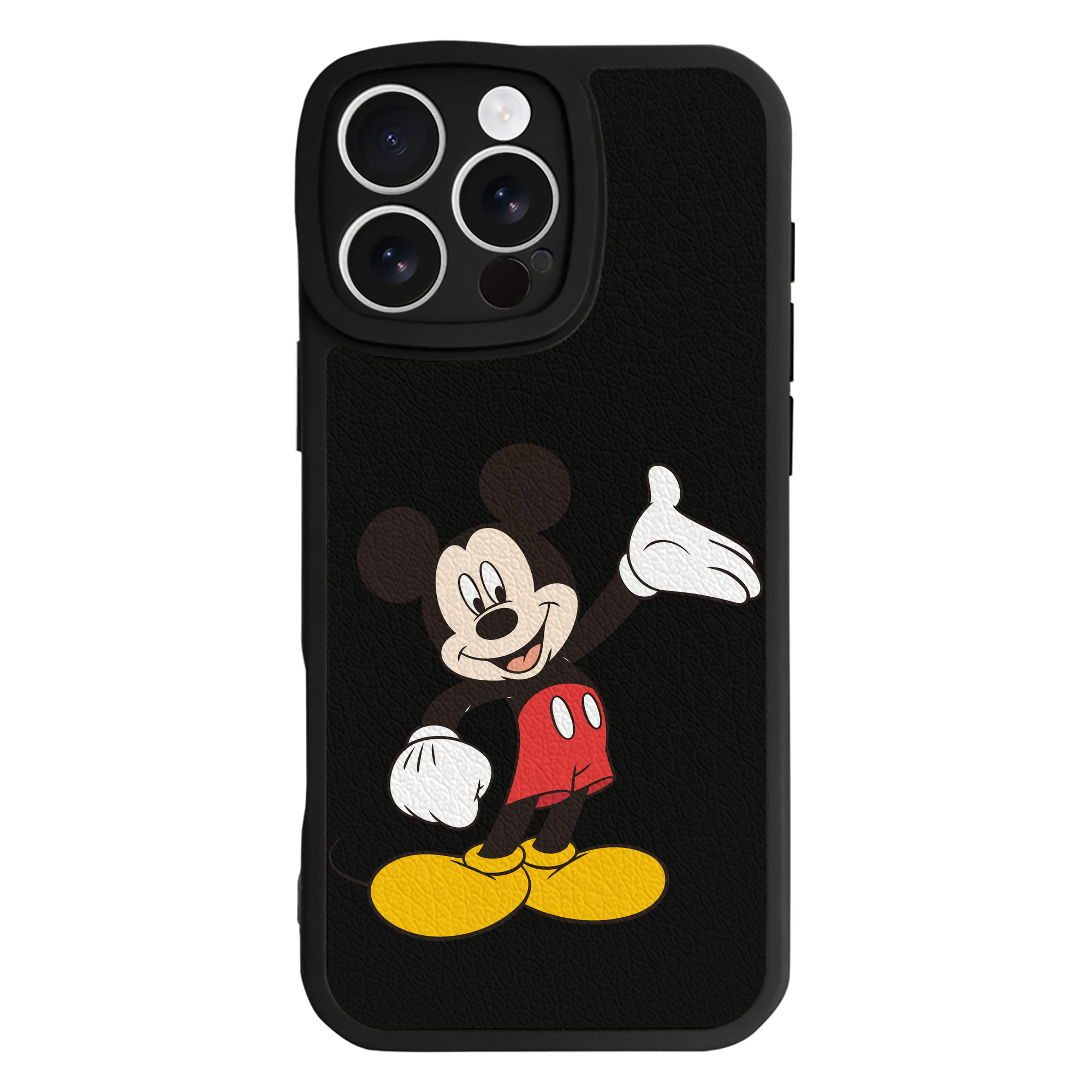 （画像用） ミッキーマウス Mickey Mouse 【iPhone 16シリーズ対応】シリコンスマホケース（レザー調） 材質：シリコン